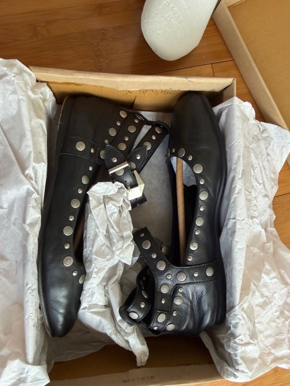Free People Black Studded Double-Ankle Strap Flats - Picture 8 of 8